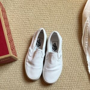 Like New!! Worn once! Vans Classic White Canvas Slip-Ons